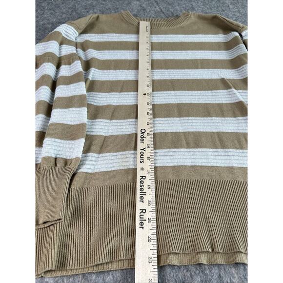 Lee Women Brown /white Stripe Pullover‎ Sweater Large - Picture 2 of 14